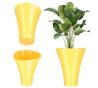 KADAX Pot de fleurs en plastique, diamètre de 16 à 16,5 cm, 13 couleurs, pot avec surface brillante, protection pour cactus, fleurs de souci, fougère, pots de fleurs (jaune, diamètre 16,5 cm)