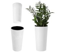 KADAX Pot de fleurs en plastique, élégant pot avec insert amovible, cache-pot pour le bureau, pot pour le jardin, diamètre 30 cm, blanc