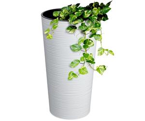 KADAX Pot de fleurs en plastique, élégant pot avec insert amovible, cache-pot pour le bureau, pot pour le jardin, diamètre 30 cm, blanc