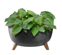 KADAX Pot de Fleurs en Plastique sur Trois Pieds, Effet Bois Élégant pour Sublimer la Décoration de Votre Maison et Jardin, Intérieur et Extérieur (Noir, 47 cm)
