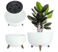 KADAX Pot de Fleurs en Plastique sur Trois Pieds, Effet Bois pour Sublimer la Décoration de Votre Maison et de Votre Jardin, Intérieur et Extérieur (Blanc, 39.5 cm)