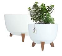 Kadax Pot de fleurs en plastique avec 3 supports 29 + 40 cm blanc