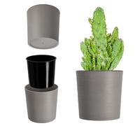 KADAX Pot de Fleurs Gris 25 cm - en Plastique et Copeaux de Bois Recyclés pour Une Décoration Rustique et Authentique, Idéal pour l'Intérieur ou l'Extérieur