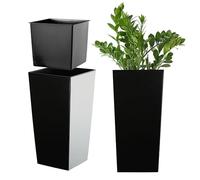 KADAX Pot de Fleurs Haut 36 cm, Plastique Finition Lisse, résistant aux intempéries - intérieur/extérieur, Noir
