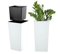 KADAX Pot de Fleurs Haut 46,5 cm, Plastique Finition Lisse, résistant aux intempéries - intérieur/extérieur, Blanc