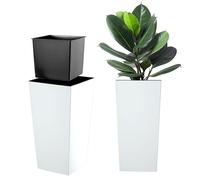 KADAX Pot de Fleurs Haut 57,5 cm, Plastique Finition Lisse, résistant aux intempéries - intérieur/extérieur, Blanc