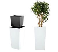 KADAX Pot de Fleurs Haut 68 cm, Plastique Finition Mate, résistant aux intempéries - intérieur/extérieur, Blanc
