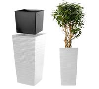 KADAX Pot de Fleurs Haut 75,5 cm, Plastique à Motif ondulé, résistant aux intempéries - intérieur/extérieur, Blanc