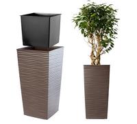 KADAX Pot de Fleurs Haut 75,5 cm, Plastique Imitation rotin, résistant aux intempéries - intérieur/extérieur, Moka