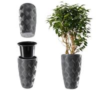 KADAX Pot de Fleurs Haut, Jardinière en Plastique de Grande Taille avec Motif Moderne pour Sublimer Votre Intérieur ou Extérieur, Bac à Fleur (Anthracite, 48.5 cm)