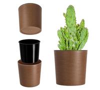 KADAX Pot de Fleurs Marron 30 cm - en Plastique et Copeaux de Bois Recyclés pour Une Décoration Rustique et Authentique, Idéal pour l'Intérieur ou l'Extérieur