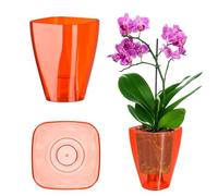 KADAX Pot de fleurs, pot à orchidées, pot de fleurs simple, pour orchidée, juvénile, marguerite, pot de fleurs pour cuisine et salon (diamètre 9 cm, rectangulaire, rouge)
