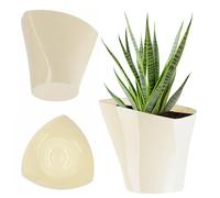 KADAX Pot de fleurs, pot de fleurs, forme moderne, pot de fleurs, pot de fleurs en plastique, décoration d'intérieur, fleurs, plantes, balcon, pot de fleurs (15 cm, crème)
