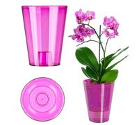 KADAX Pot de fleurs, pot d'orchidée élégant, pot de plantes simple, pot de fleurs pour orchidée, barbe de capucin, marguerite, cache-pot pour cuisine et salon (⌀ 12 cm, rond, rose)