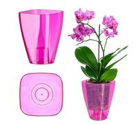 KADAX Pot de fleurs, pot d'orchidée élégant, pot de plantes simple, pot de fleurs pour orchidée, orchidée Knabenkraut, marguerite, cache-pot pour cuisine et salon (⌀ 12 cm, carré, rose)