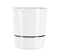 KADAX Pot de fleurs rond en deux parties pour fleurs, plantes, balcons, bac à fleurs moderne en plastique, pour l'intérieur et l'extérieur - Brillant - 25 cm - Blanc