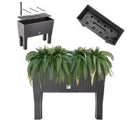 KADAX Pot de Fleurs sur Pieds, Plate-Bande surélevée en Plastique, Disponible en 2 Tailles, bac à Plantes avec Motif rotin, bac à Fleurs pour Jardin, Balcon, terrasse, bac (60 cm/Marron foncé)