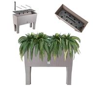 KADAX Pot de Fleurs sur Pieds, Plate-Bande surélevée en Plastique, Disponible en 2 Tailles, bac à Plantes en rotin pour Jardin, Balcon, terrasse, bac à Plantes, Parterre d'herbes (60 cm/Beige)