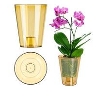 KADAX Pot d'Orchidée Simple, pour Juvénile, Marguerite - Pot de Fleurs pour Cuisine et Salon (Diamètre 12 cm, Rond, Miel)
