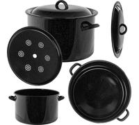 KADAX Pot émaillé Powidlak 15L pour la pasteurisation du bigos avec couvercle, hauteur 33cm