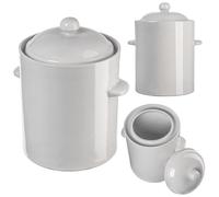 KADAX Pot en grès, 5 l, en céramique dense, avec couvercle, passe au lave-vaisselle, fait à la main, pour concombres et choucroute, crème