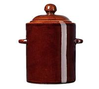 KADAX Pot en grès, pot en céramique dense, avec couvercle, passe au lave-vaisselle, fait à la main, pour concombres et choucroute, marron, 5 l