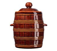 KADAX Pot en grès, pot en céramique dense avec rainure d'eau et couvercle, pot en grès passant au lave-vaisselle, pot à fermentation en céramique, pot à saumurer pour concombres (Marron, 3,2 L)