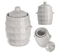 KADAX Pot en grès, Pot en céramique hermétique avec gouttière et couvercle, Pot en grès résistant au lave-vaisselle, Pot de fermentation en céramique, Pot de mise en conserve pour cornichons (Crème