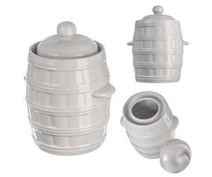 KADAX Pot en grès, Pot en céramique hermétique avec gouttière et couvercle, Pot en grès résistant au lave-vaisselle, Pot de fermentation en céramique, Pot de mise en conserve pour cornichons (Crème