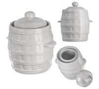 KADAX Pot en grès, Pot en céramique hermétique avec rigole à eau et couvercle, Pot en grès résistant au lave-vaisselle, Pot de fermentation en céramique, Pot de mise en conserve pour cornichons (Crème