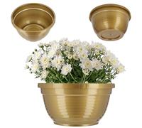 KADAX Pot en plastique, pot de fleurs rond, pot de plantes résistant aux intempéries pour l'extérieur, vase funéraire, pot de fleurs léger en forme de boule, pot de plantes (⌀ 22,5 cm, Or)