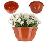 KADAX Pot en plastique, pot de fleurs rond, pot de plantes résistant aux intempéries pour l'extérieur, vase funéraire, pot léger en forme de boule pour fleurs, pot de plantes (⌀ 20 cm, terre cuite)