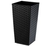 Pot de fleurs en rotin KADAX, jardinière avec insert, 25 cm, noir