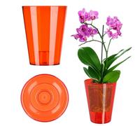KADAX - Pot pour orchidée en plastique de plusieurs couleurs, pot de plantes léger en plusieurs tailles, pot élégant pour salon, bureau et chambre (⌀12 cm, rond, rouge)
