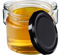 KADAX Pots à confiture avec couvercle à vis, Pots à confiture 330ml, Pots de conservation pour marmelades, confitures, miel, Pots avec couvercle à vis (noir/10 pièces)