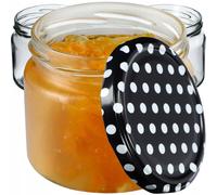 KADAX Pots à confiture avec couvercle "Sonka", Pots à confiture, Pots à conserves, 330 ml, petits pois noirs, 20 pièces
