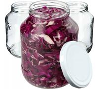 KADAX Pots à conserves avec couvercle blanc "Boro", Pots à conserves, Pots à confiture, 89 mm, 1.7L, 12 pièces
