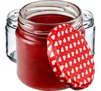 KADAX Pots à conserves avec couvercle "Lerma", Pots à conserves, 200 ml, couvercle avec coeurs rouges, 10 pièces
