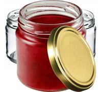 KADAX Pots à conserves avec couvercle "Lerma", Pots à conserves, 200 ml, couvercle doré, 10 pièces