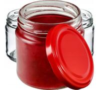 KADAX Pots à conserves avec couvercle "Lerma", Pots à conserves, 200 ml, couvercle rouge, 20 pièces