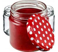 KADAX Pots à conserves avec couvercle "Lerma", Pots à conserves, 200 ml, Petits pois rouges, 10 pièces