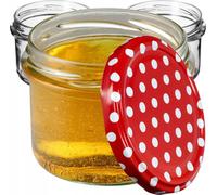 KADAX Pots à conserves avec couvercle "Tartu", Pots à conserves, 235ml, 10 pièces, petits pois rouges