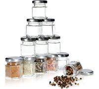 KADAX Pots à épices "Yenne", Pots à épices en verre avec couvercles en métal, 30ml, 12 pièces