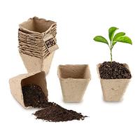 KADAX Pots de tourbe, pots de culture, pots de culture biodégradables, plaques de culture, pots biologiques, pots en papier, pots de culture, pots en fibres (18, carrés)