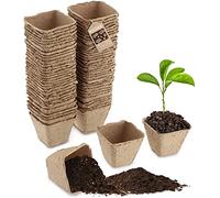 KADAX Pots de tourbe, pots de culture, pots de culture démontables, plants Plaques de culture, Pot biologique, Pot de culture, Pots en papier, Pots de croissance, Pots en fibre (72, carré)