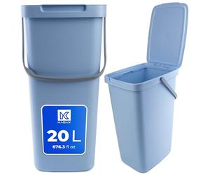 KADAX Poubelle 20 l avec Couvercle et poignée, en Plastique, pour Le tri sélectif, rectangulaire avec Couvercle à charnière (Bleu)