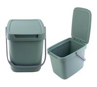 KADAX Poubelle 6 l avec Couvercle et poignée, en Plastique, pour Le tri des déchets, rectangulaire, avec Couvercle à charnière (Vert)