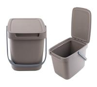 KADAX Poubelle 6 l avec Couvercle et poignée, en Plastique, pour Le tri sélectif, rectangulaire avec Couvercle à charnière (Marron)