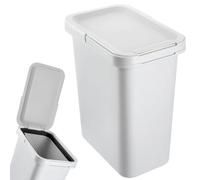 KADAX Poubelle avec couvercle à charnière, rectangulaire en plastique, avec poignée de transport, pour tri des déchets, gris 12 l