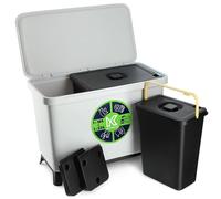 KADAX Poubelle avec couvercle à charnière, rectangulaire, en plastique, avec poignée de transport, pour tri des déchets, gris 10 l + 23 l